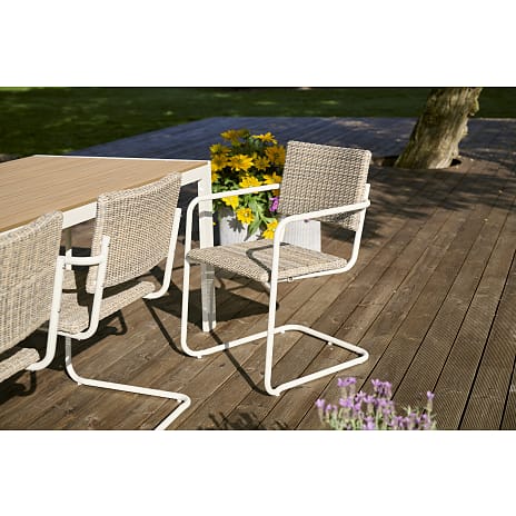 Carlton teak med 6 Pescara stole - Sandy grey