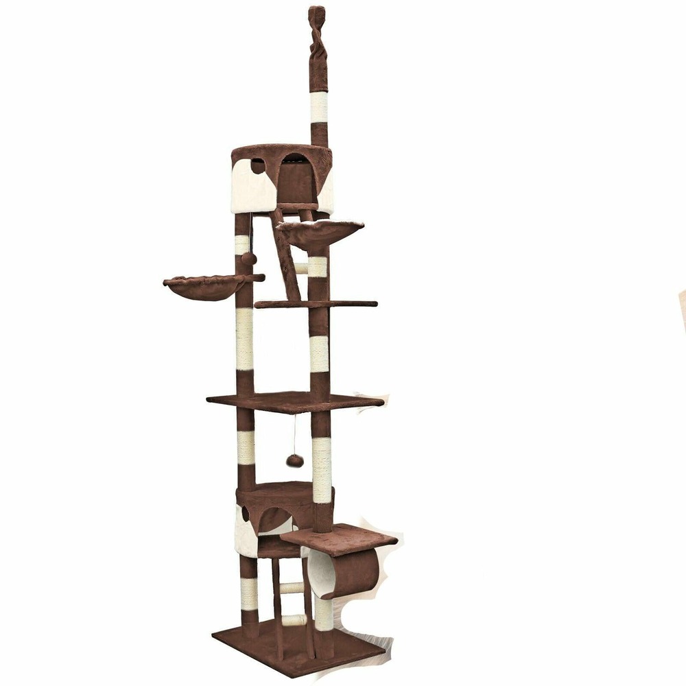 Arbre à chat plafond corde en sisal griffoir grattoir xxl escalade beige et marron