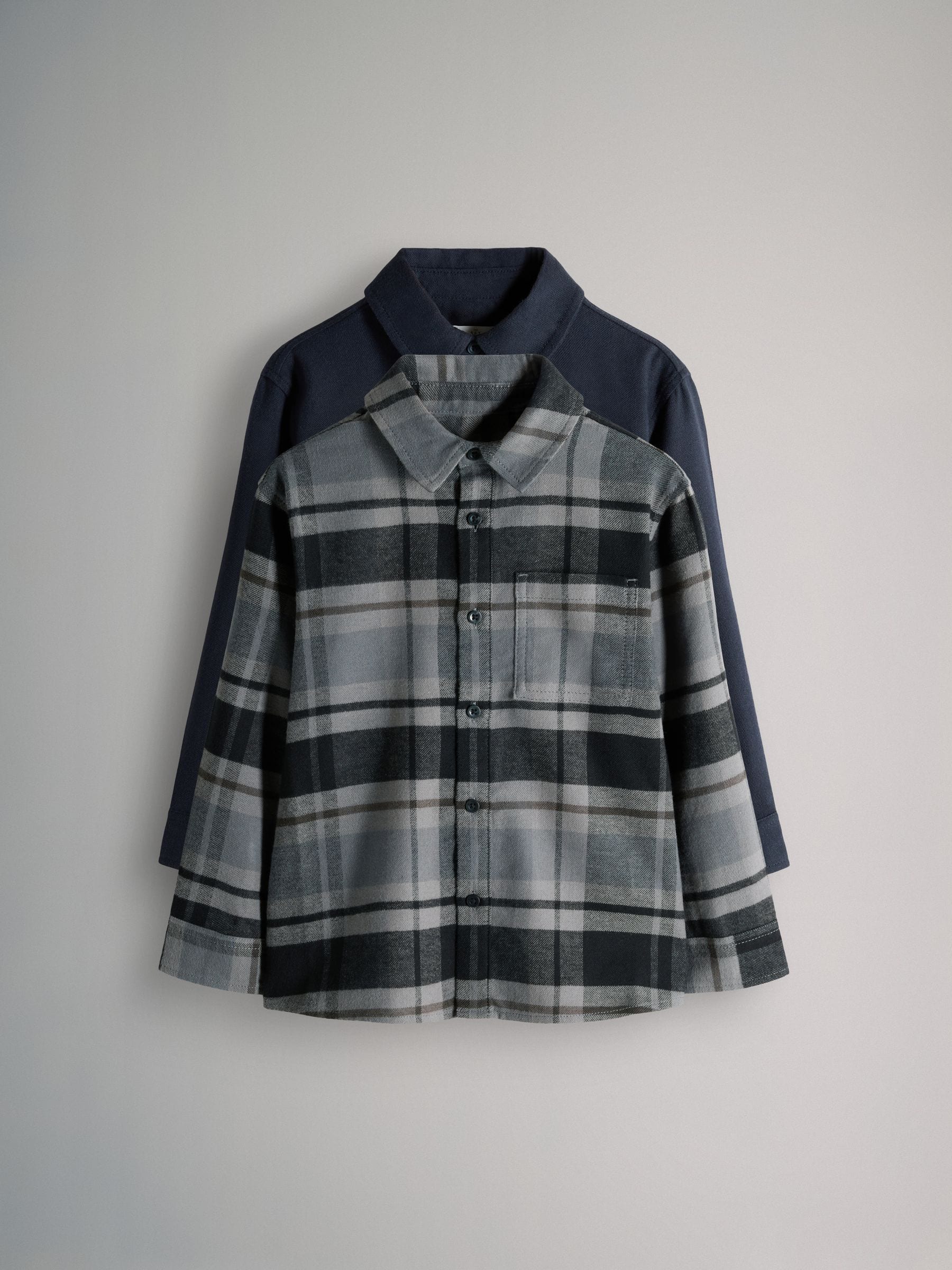 The Set 2 Pack Brushed Cotton Flannel Shirts