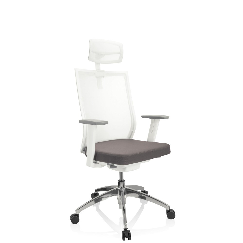Profi Bürostuhl ASPEN WHITE PRO Stoff/Netzstoff mit Armlehnen (höhenverstellbar) hjh OFFICE