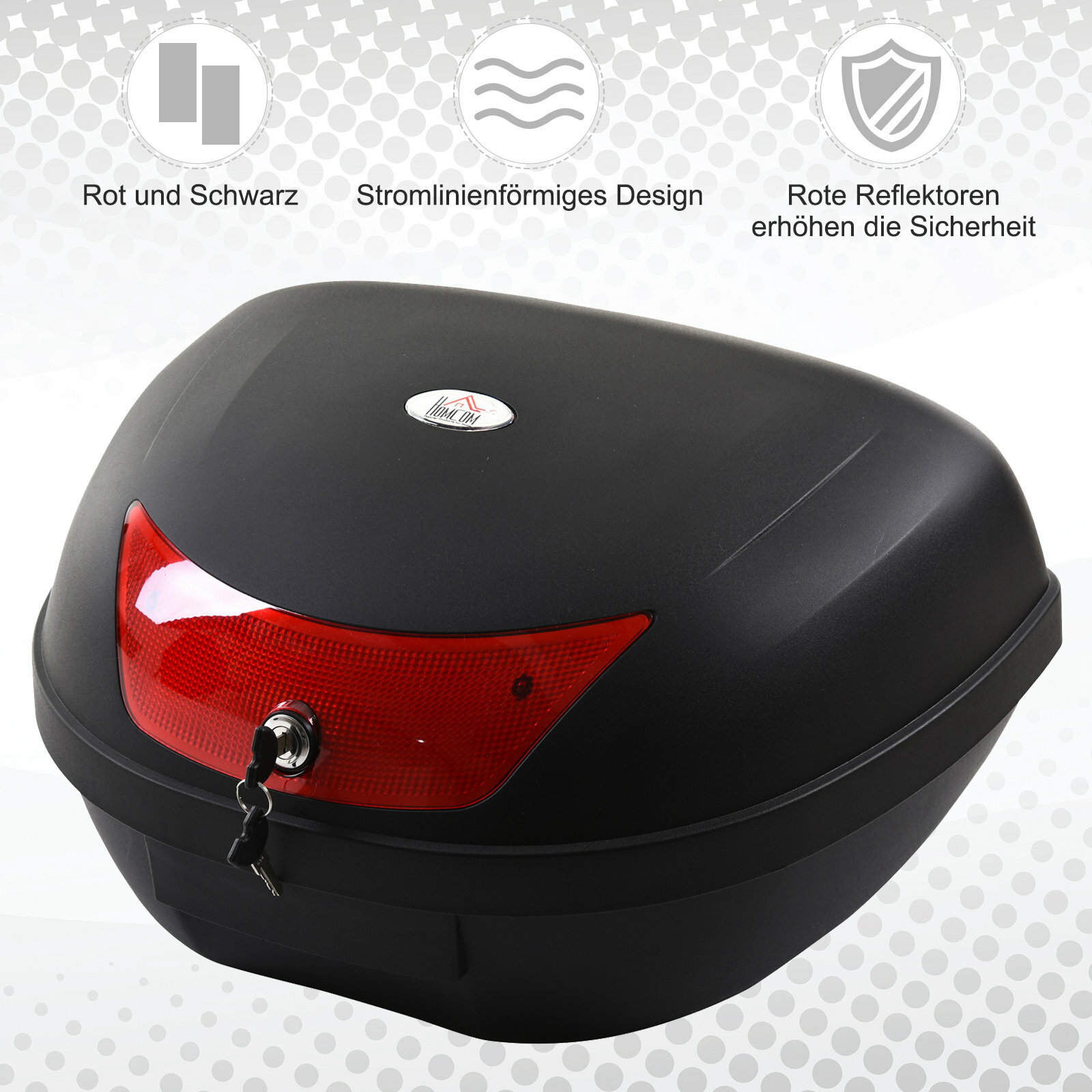 HOMCOM Motorradkoffer für Roller und Mofas schwarz 59 x 43 x 33 cm (LxBxH)