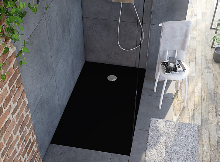 Receveur de douche 80 x 140 cm, noir, Allibert Karbon