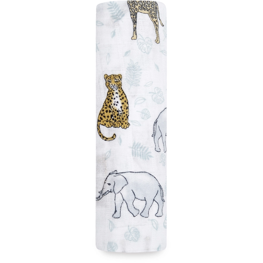 aden + anais™ großes Baumwoll-Musselin-Pucktuch jungle - tropical