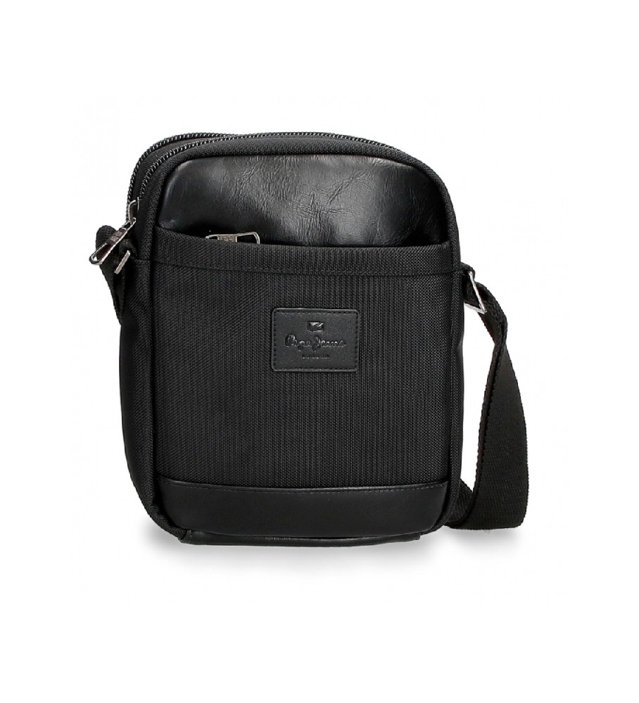 Bolsa de ombro Pepe Jeans Sander com dois compartimentos, preta