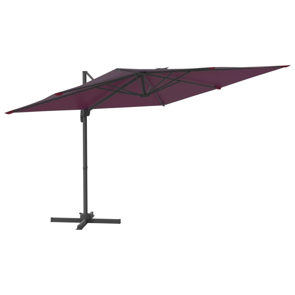 Parasol meuble de jardin cantilever à led 400 x 300 cm rouge bordeaux