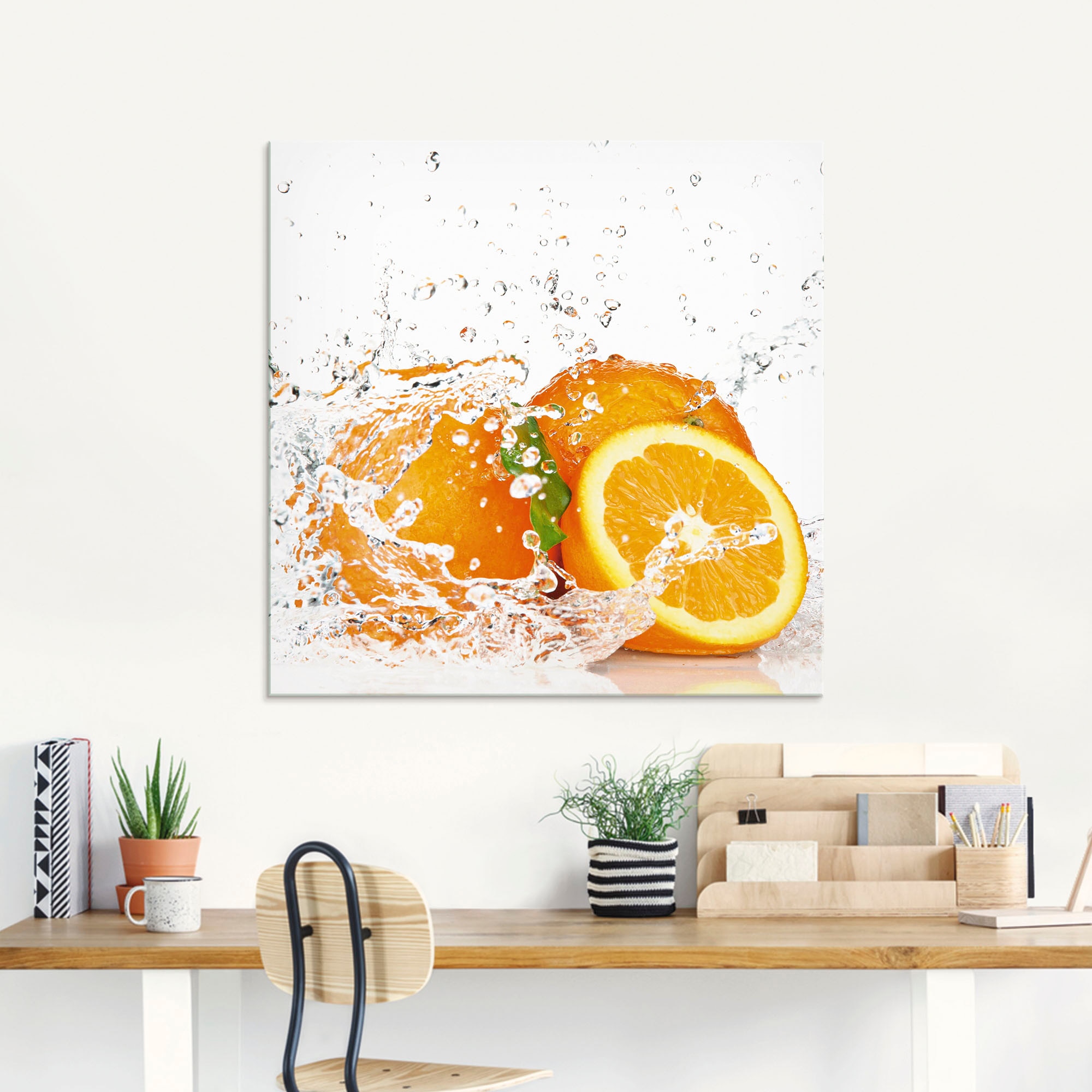 Artland Glasbild »Orange mit Spritzwasser« Süssspeisen 1 Stk. tlg. in verschiedenen Grössen