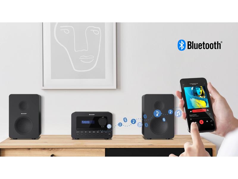 Sharp Micro-HiFi Anlage XL-B520D – Schwarz Hi-Fi-Micro-System mit DAB /FM-Tuner und Bluetooth
