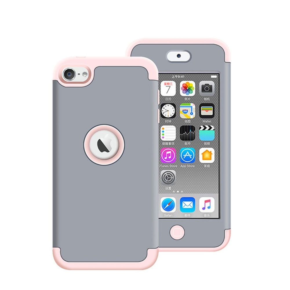 iPod Touch 7 / 6 / 5 Schutzhülle Outdoor Hybrid Silikon Hardcase - Grau / Rosa