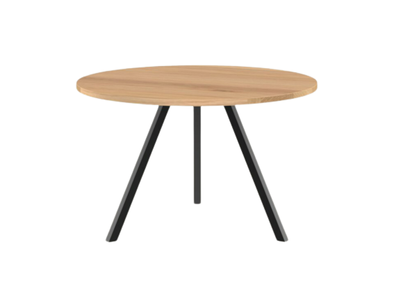 Studio HENK tafel New Classic Rond Tripod, zwart frame - Smart Collectie ⌀100 | Eikenhout | Verjongde Rand | Frame Zwart