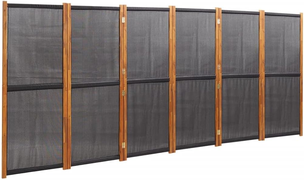 vidaXL Raumteiler 6-TLG. Trennwand Stellwand Paravent Spanische Wand Sichtschutz Umkleide Faltwand Raumtrenner Holz Schwarz 420x180 cm UT0921009