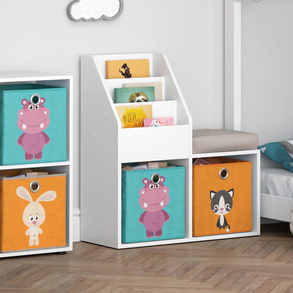 Vicco Kinderregal Aufbewahrungsregal Spielzeugablage Luigi Weiß Sitzbank Faltbox