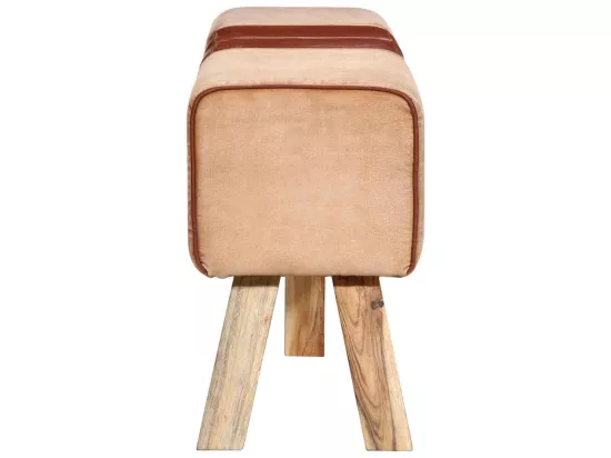 Banc de gymnastique marron 160 cm cuir véritable et toile
