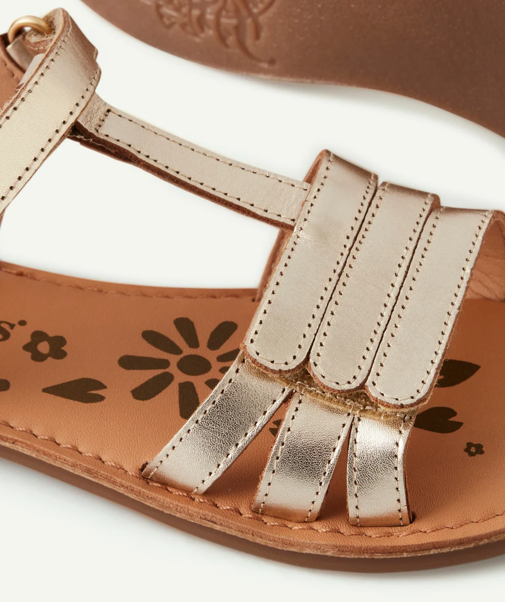 KICKERSSANDALES FILLE DIAMANTO OR EN CUIR