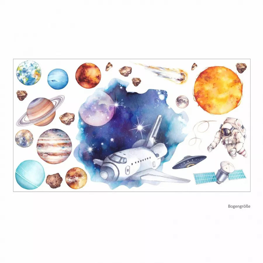 Nikima Wandtattoo 239 Wandtattoo Weltraum Planeten bunt