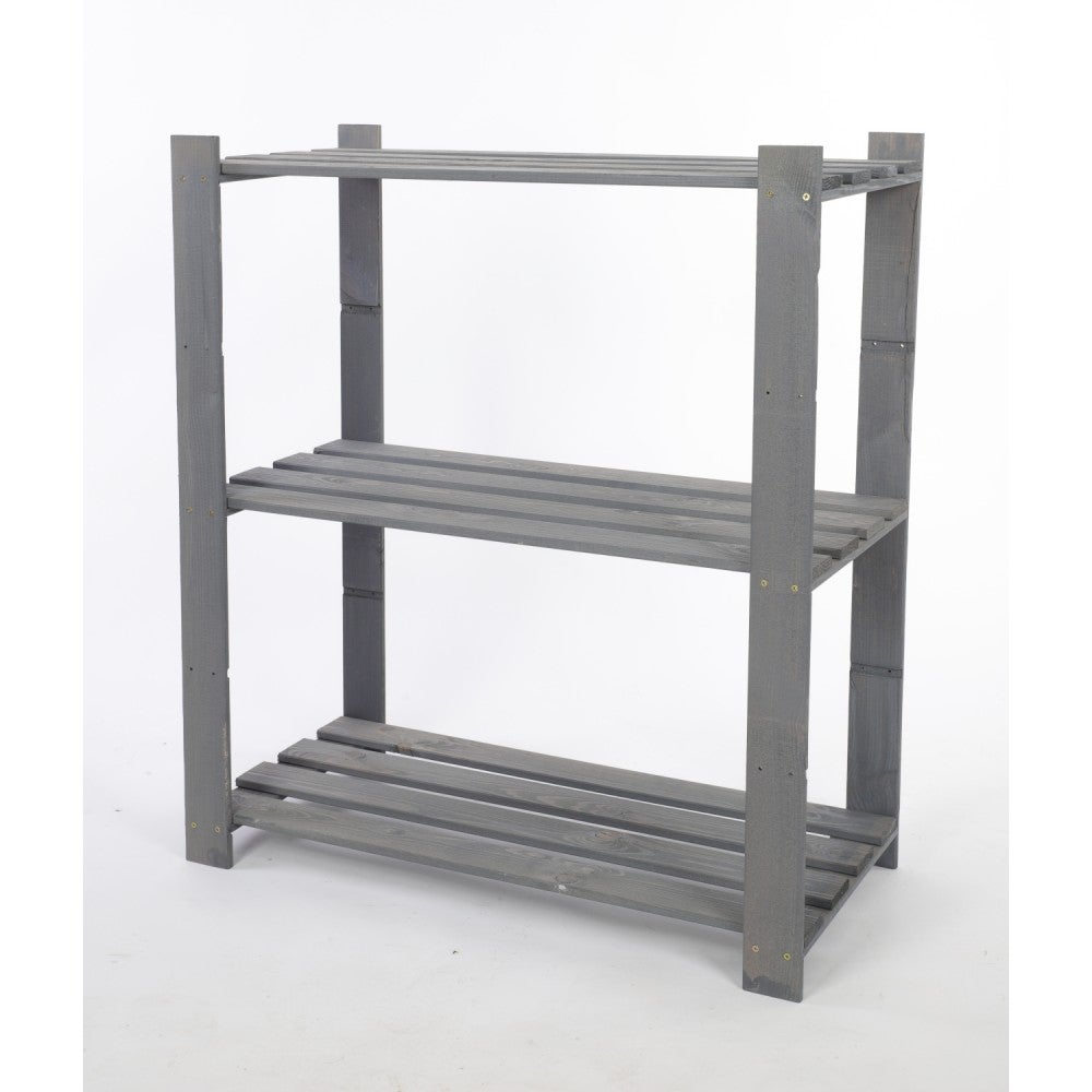 PROREGAL Houten Plank Pinepeak HxBxD 90 x 80 x 38 cm 3 Planken 1,2 cm Dik Dennenhout Grijs