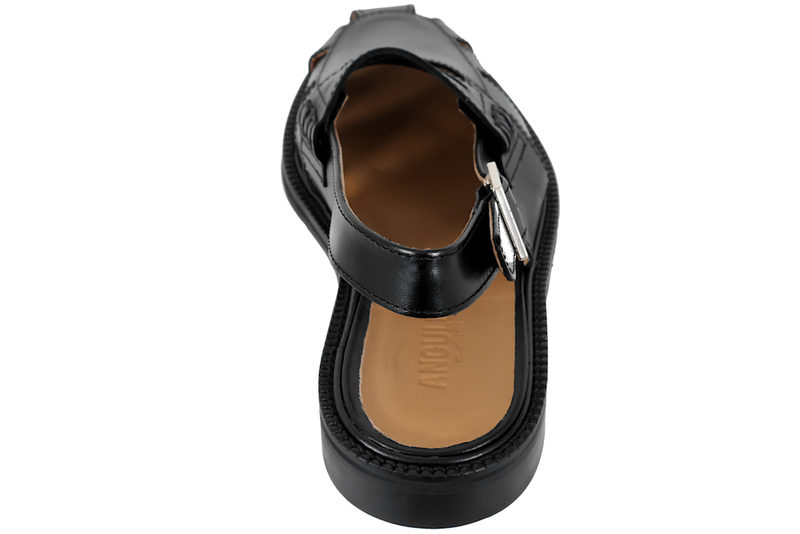 ANGULUS SLINGBACK I SORT GLAT SKIND