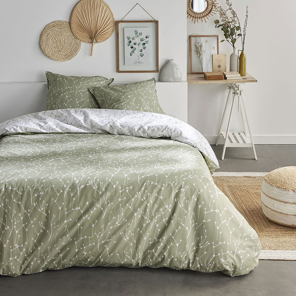 Parure housse de couette Sunshine verte 220x240cm