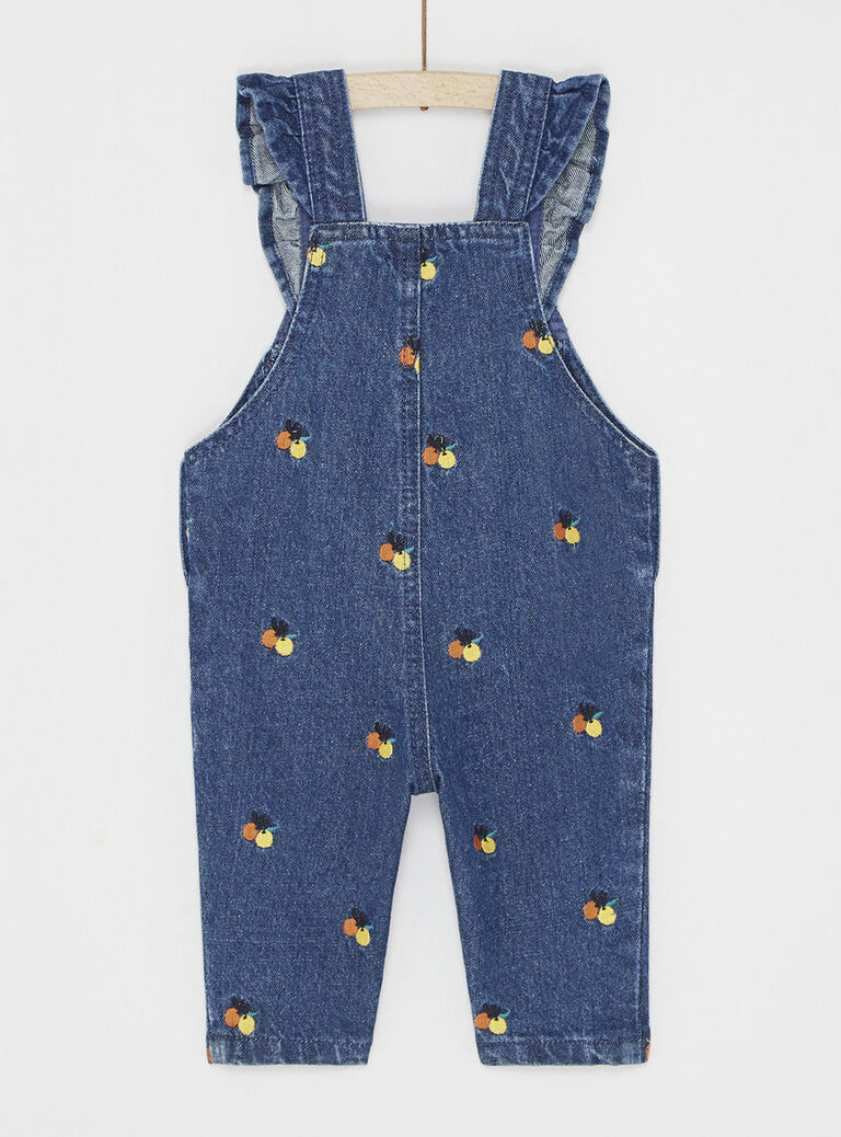 Salopette brodée en denim moyen pour bébé fille