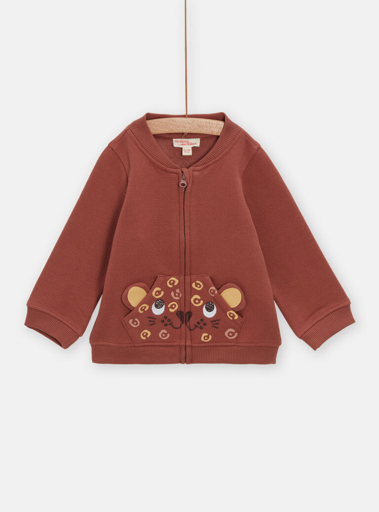 Gilet brun à motif tête d'ours pour bébé garçon