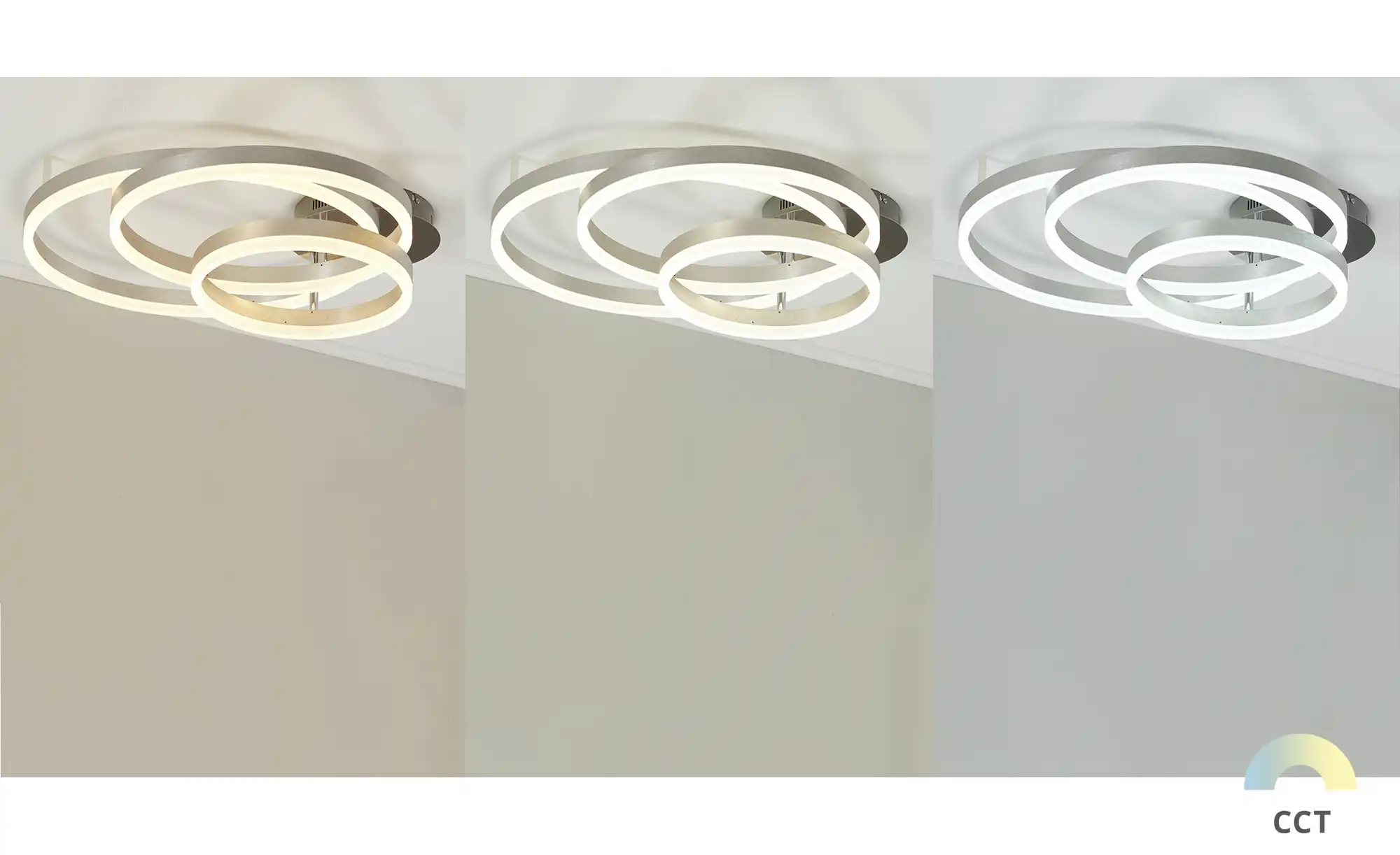 Meisterleuchten LED-Deckenleuchte, 3-flammig, Nickel matt `Ringe´