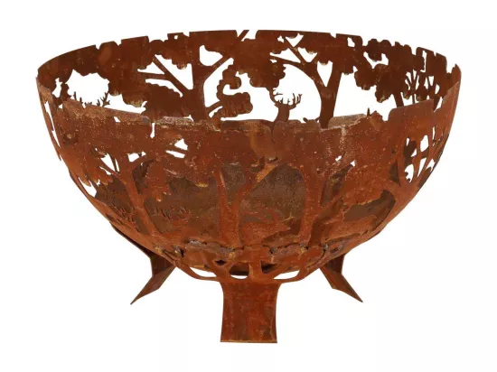 Demi brasero rond - Découpe laser - D 57,5 x H 36,8 cm - Effet rouille
