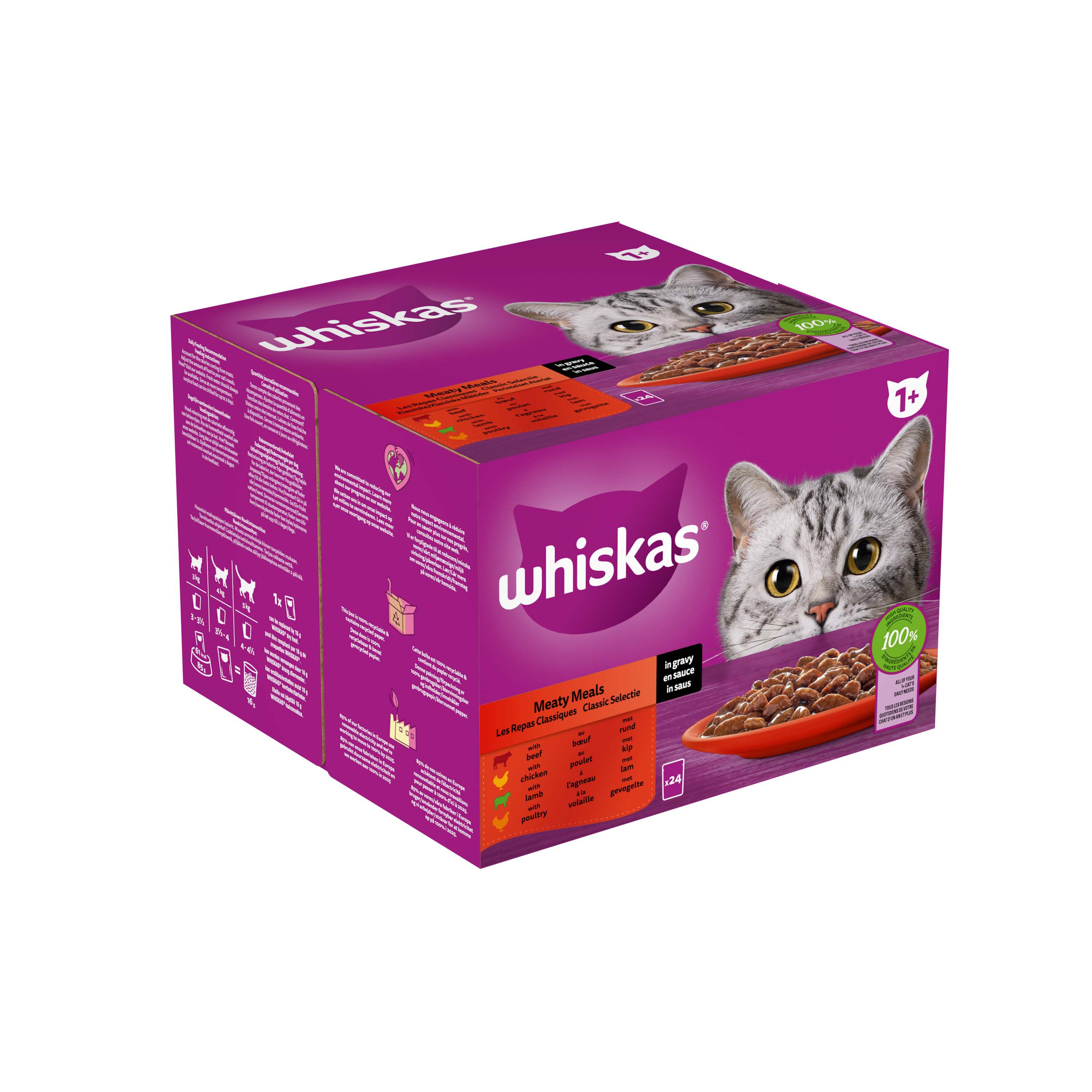 Whiskas  1  Classic Selectie in saus - Kattenvoer - 24x85 gram - 2040 Gram - saus