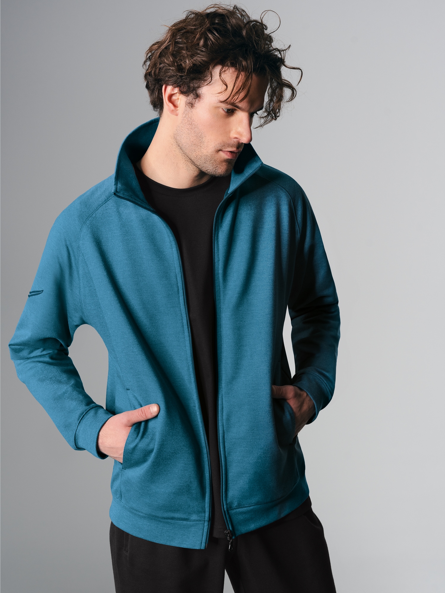 Raglanjacke aus Sweat-Qualität Saphir-light-melange