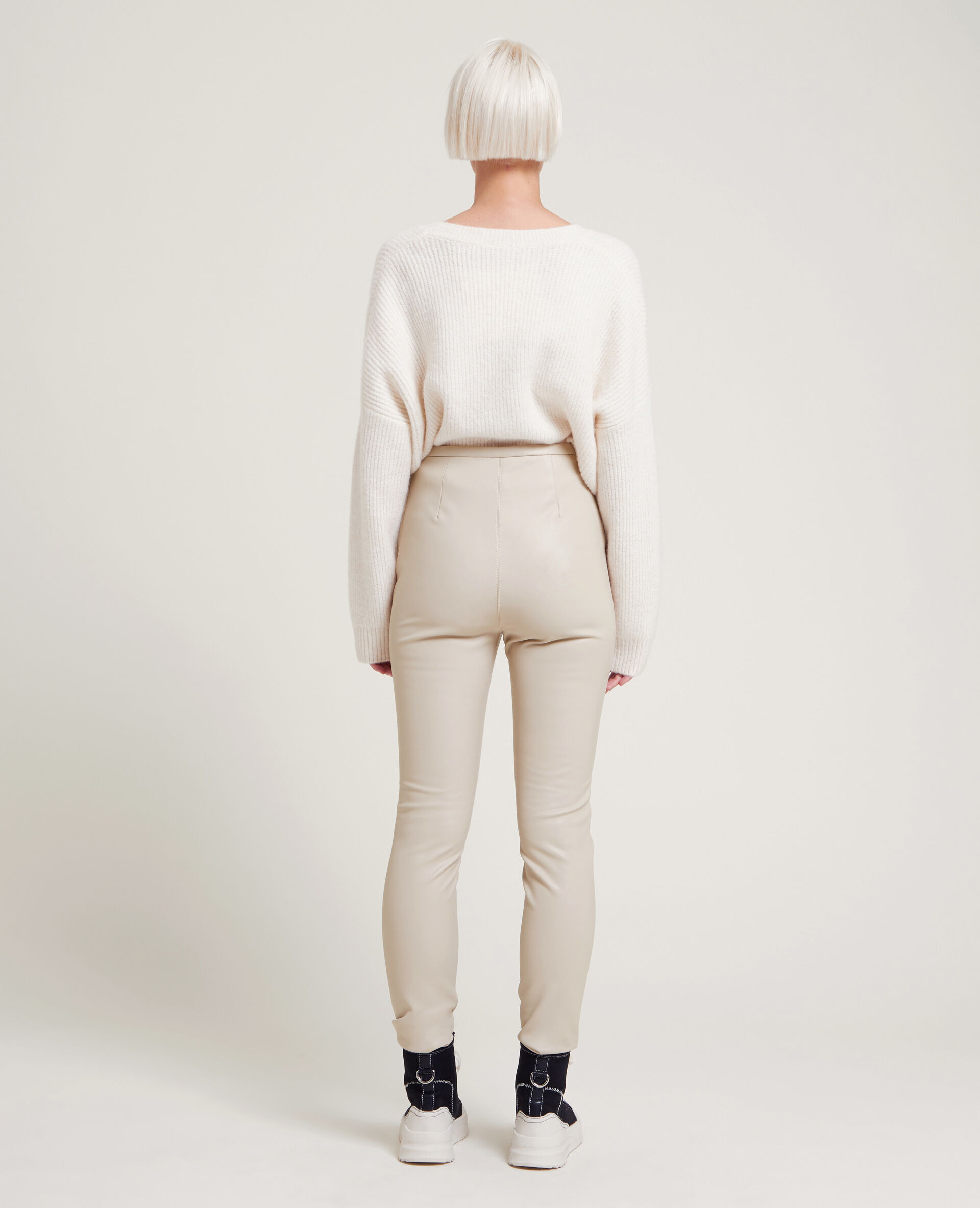 Legging simili cuir - Écru