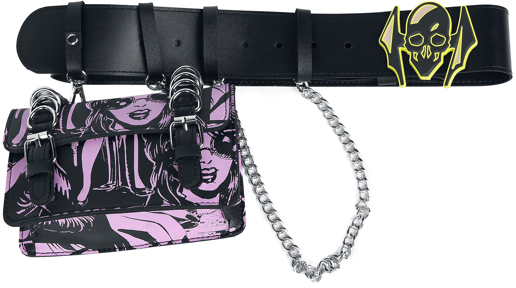 Gothicana X Elvira - Robe avec ceinture & sac | Gothicana by EMP Robe mi-longue