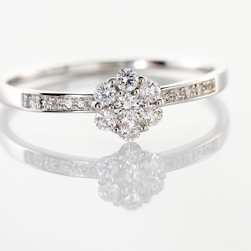 Bague Magnolia Or Blanc Diamant