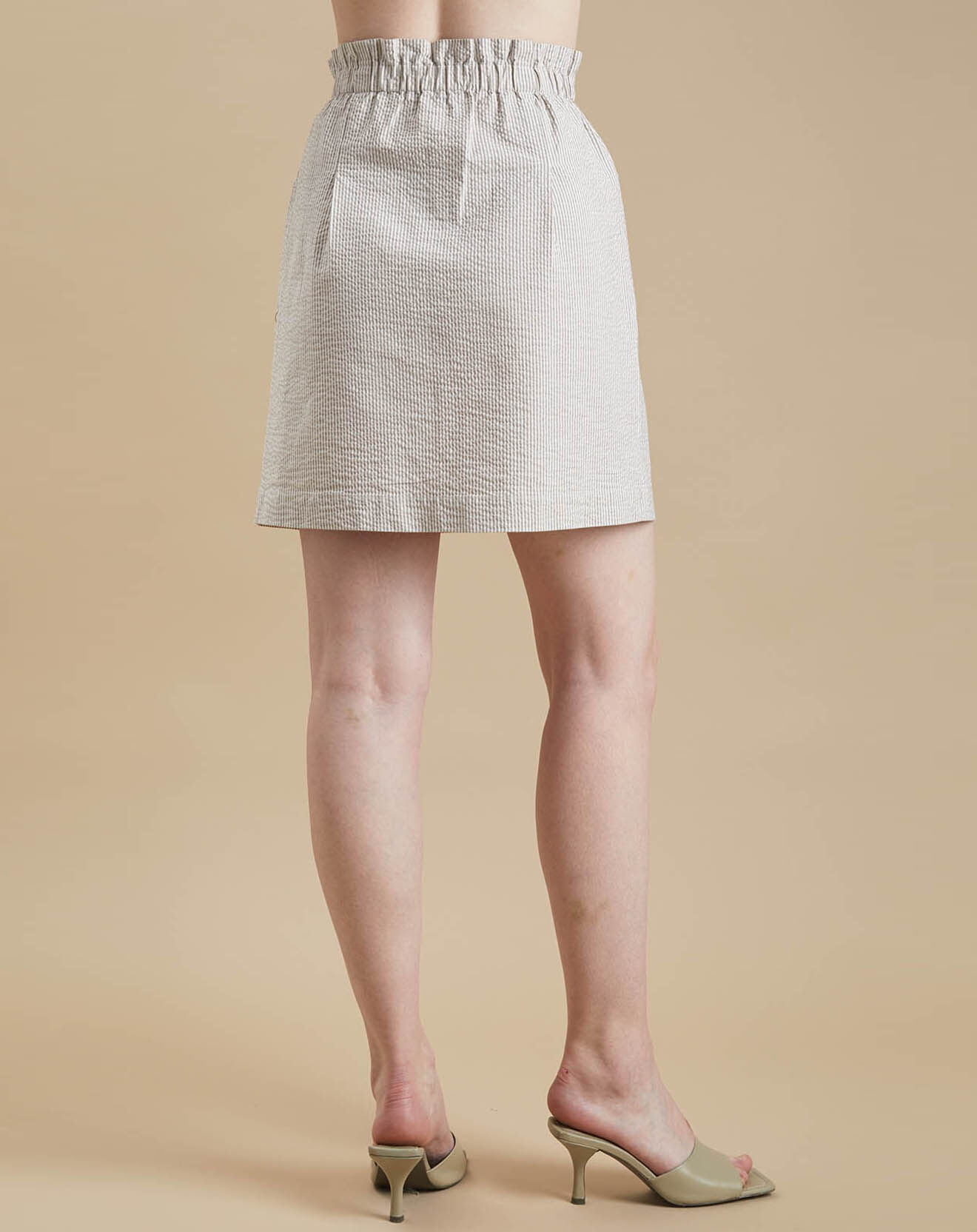 Bellerose Jupe Avery fines rayures écrue