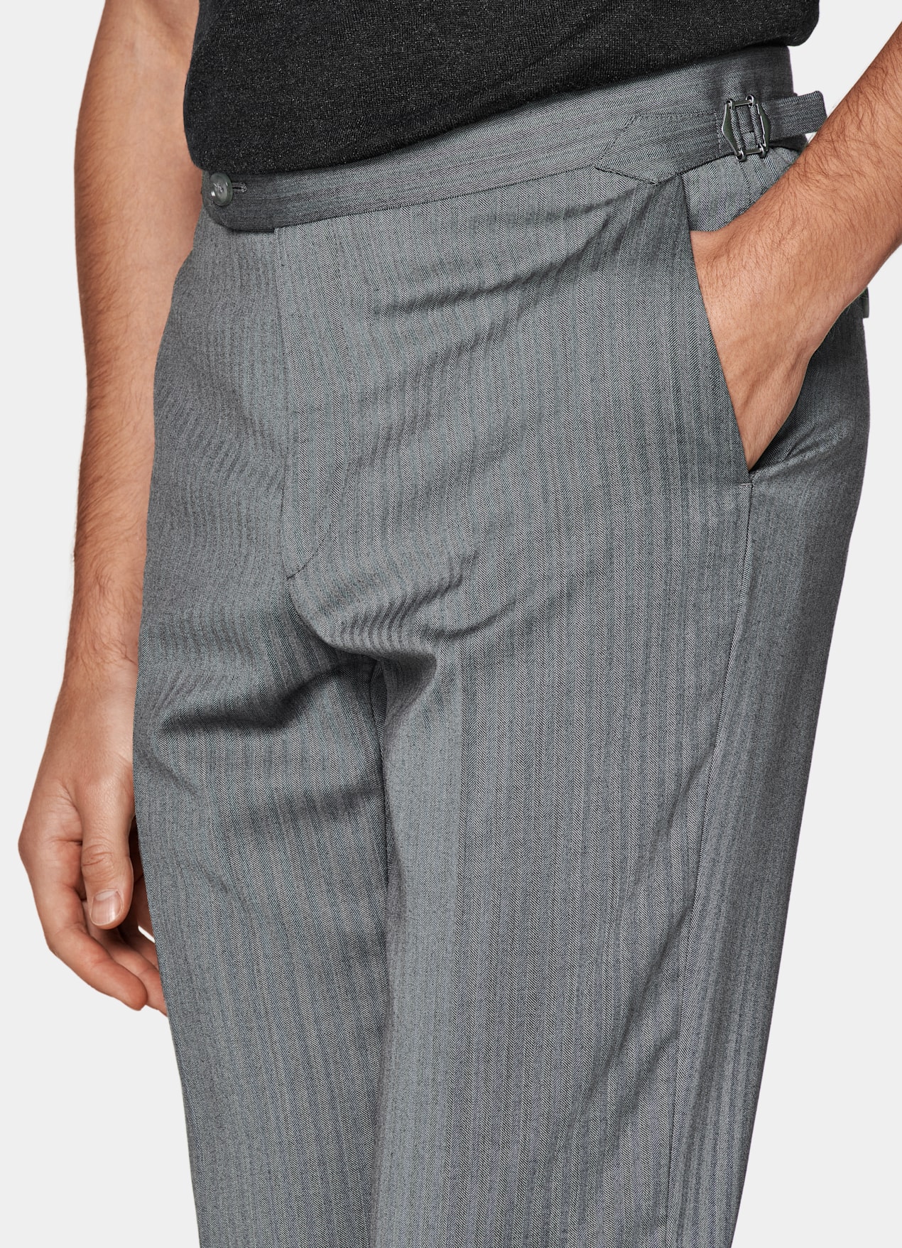 Costume Havana coupe Tailored gris moyen à chevrons