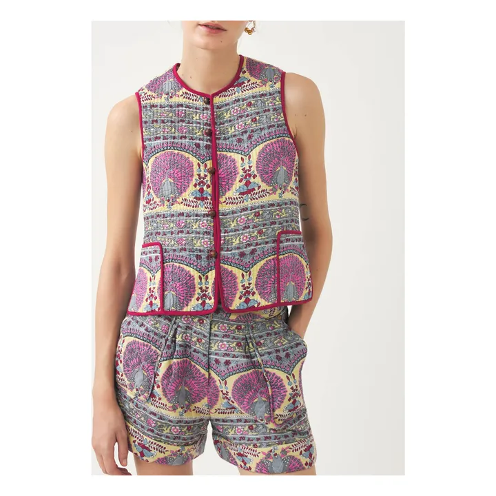Antik Batik Veste Sans Manches Tala Voile de Coton | Jaune