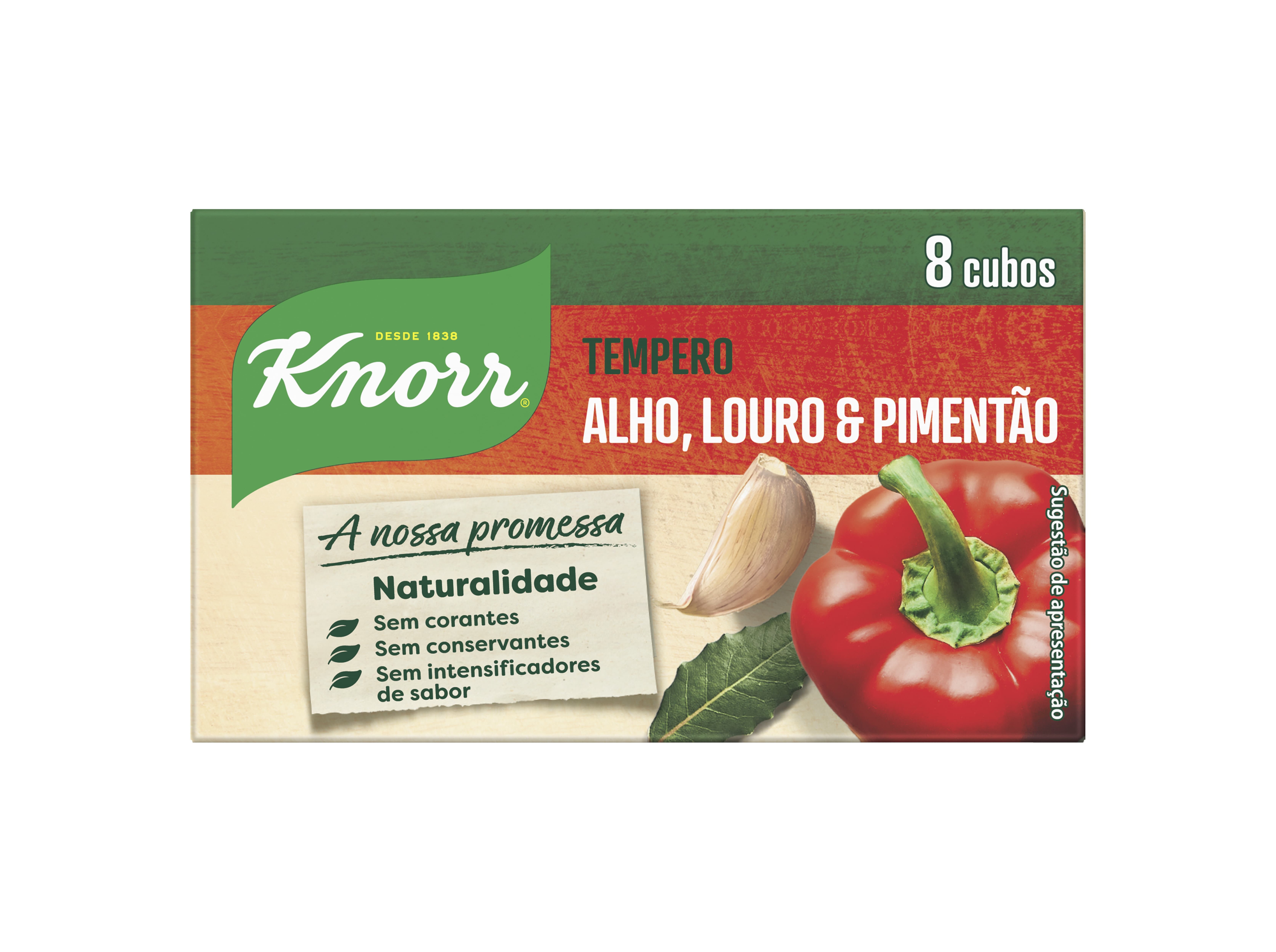 TEMPERO KNORR ALHO E PIMENTÃO LOURO 8CUBOS 72G