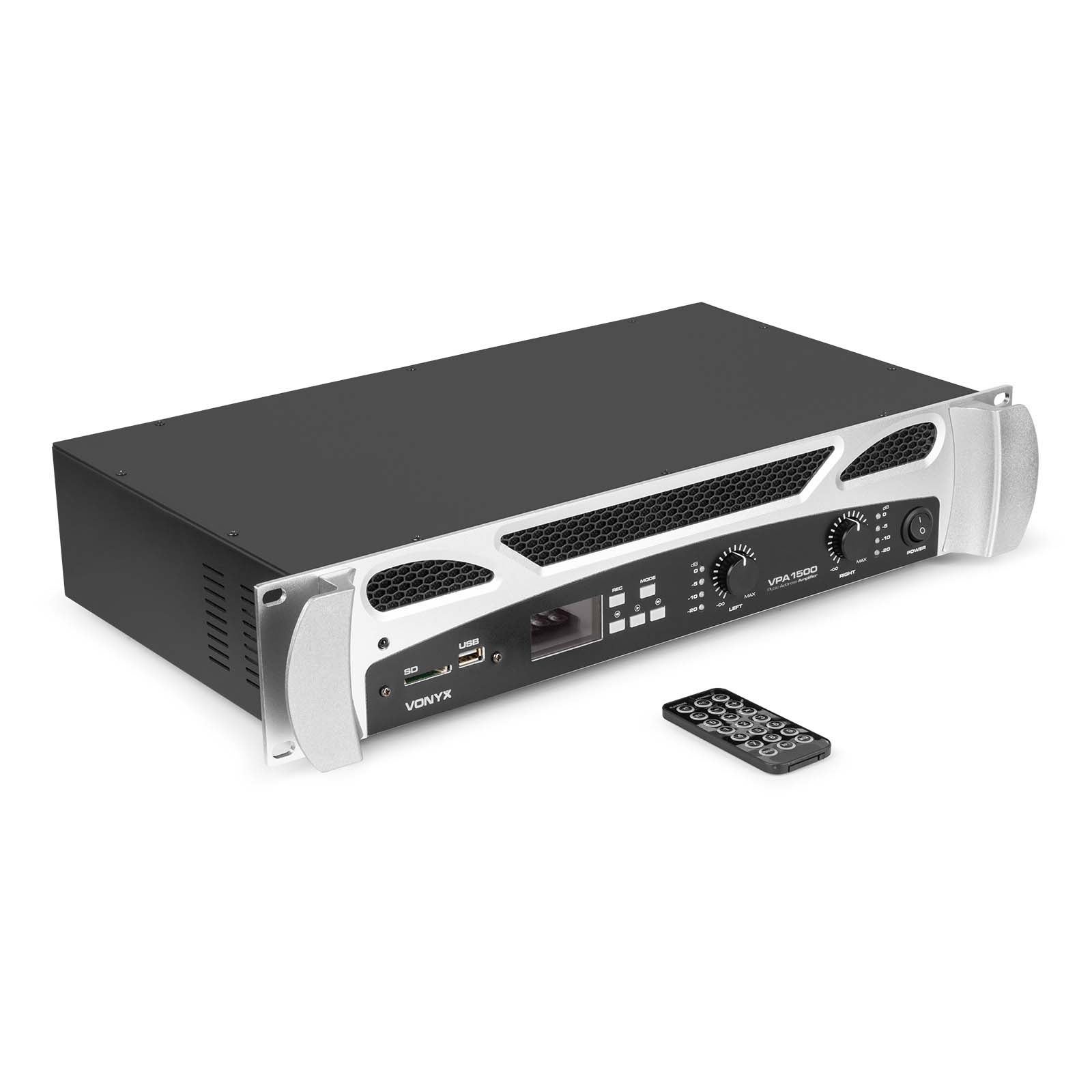 Vonyx VPA1500 19-inch stereo PA-versterker 750/500 Watt 4/8 Ohm