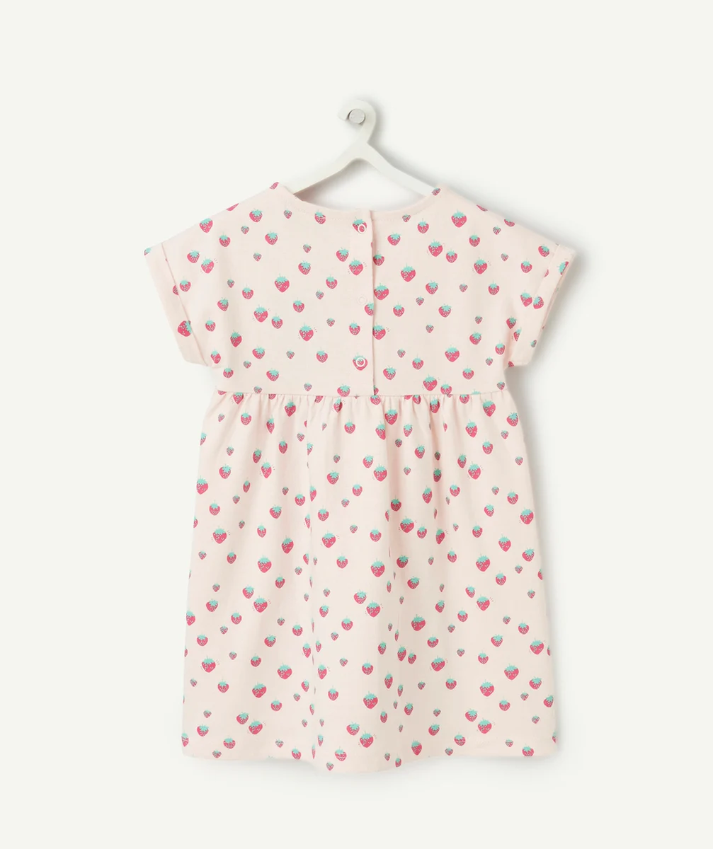 robe en maille bébé fille en coton bio rose imprimé fraises