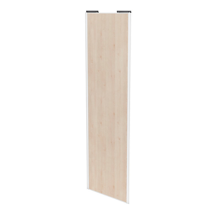 Porte de placard coulissante effet chêne clair profil blanc GoodHome Arius H. 248,5 x L. 77.2 cm + amortisseurs