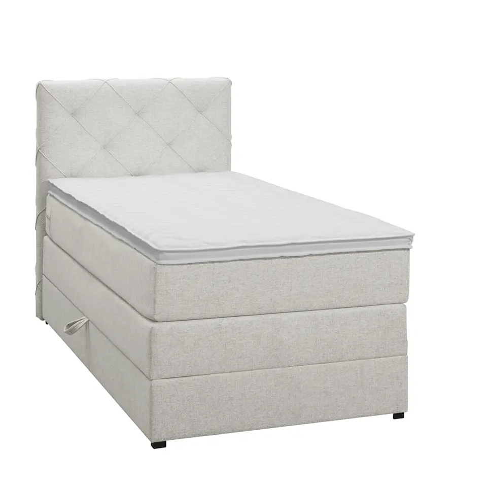 Boxspring met opbergruimte Liv geruit - ecru - 90x200 cm