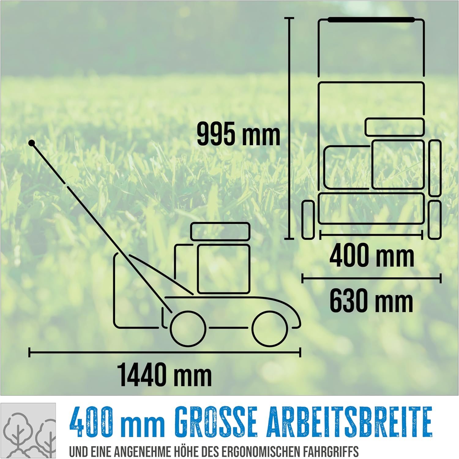 Güde Motor-Vertikutierer GV 4001 B (4-Takt Power-Engine S 580 V, Motorleistung: 3,8/5,2 (kW/PS), Arbeitsbreite: 40 cm, 30l Fangsack, 7-Fach zentrale Arbeitshöheneinstellung, inkl. 2 in 1 Messerwalze)