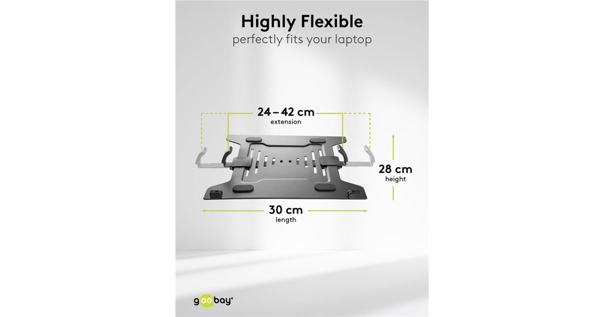 goobayMonitor Mount 13 tot 32 inch met Laptop Arm Flex, 10 tot 15.6 inch monitorarm  (Zwart)