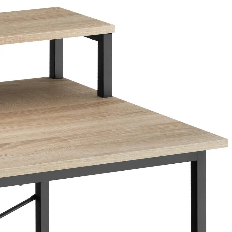 tectake Bureau met plank en organizer, Industrieel Licht Hout, Eiken Sonoma