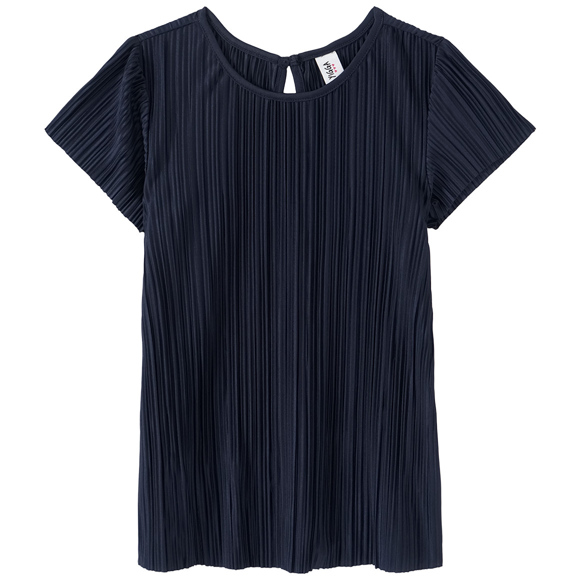 Yigga Mädchen Bluse mit Plissee-Struktur dunkelblau