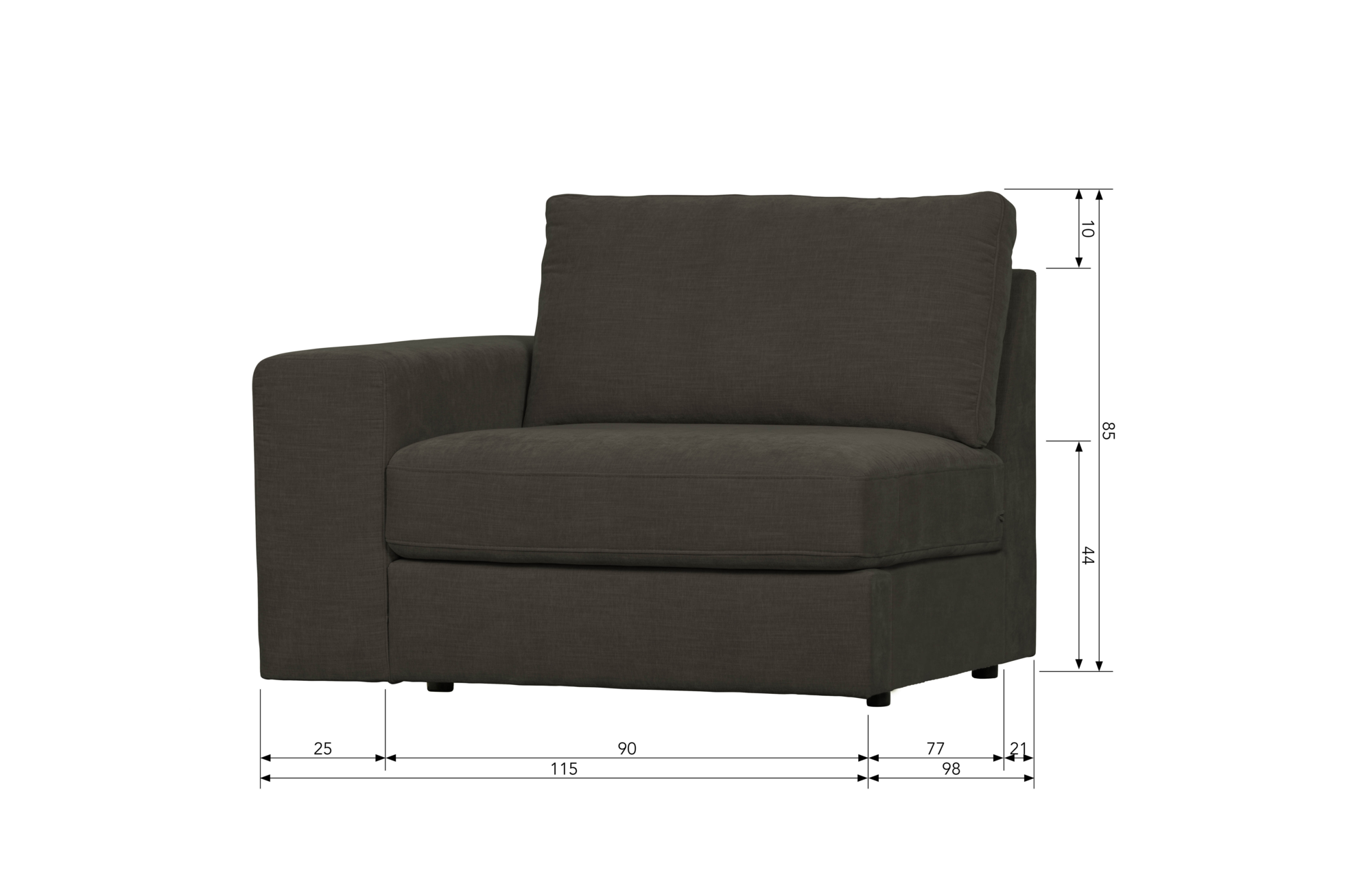 vtwonen 1-zits element Family met arm links Family 1-zits Element Met Arm Links - Antraciet
