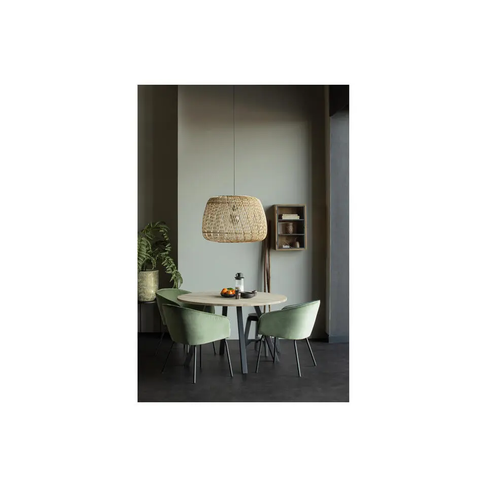 WOOOD Tablo Tafel Rond met 2-Standen Poot - Eiken/Metaal - 75x120x120