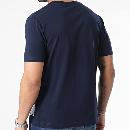 Tee Shirt Oversize Large Oxford Bleu Marine Blanc