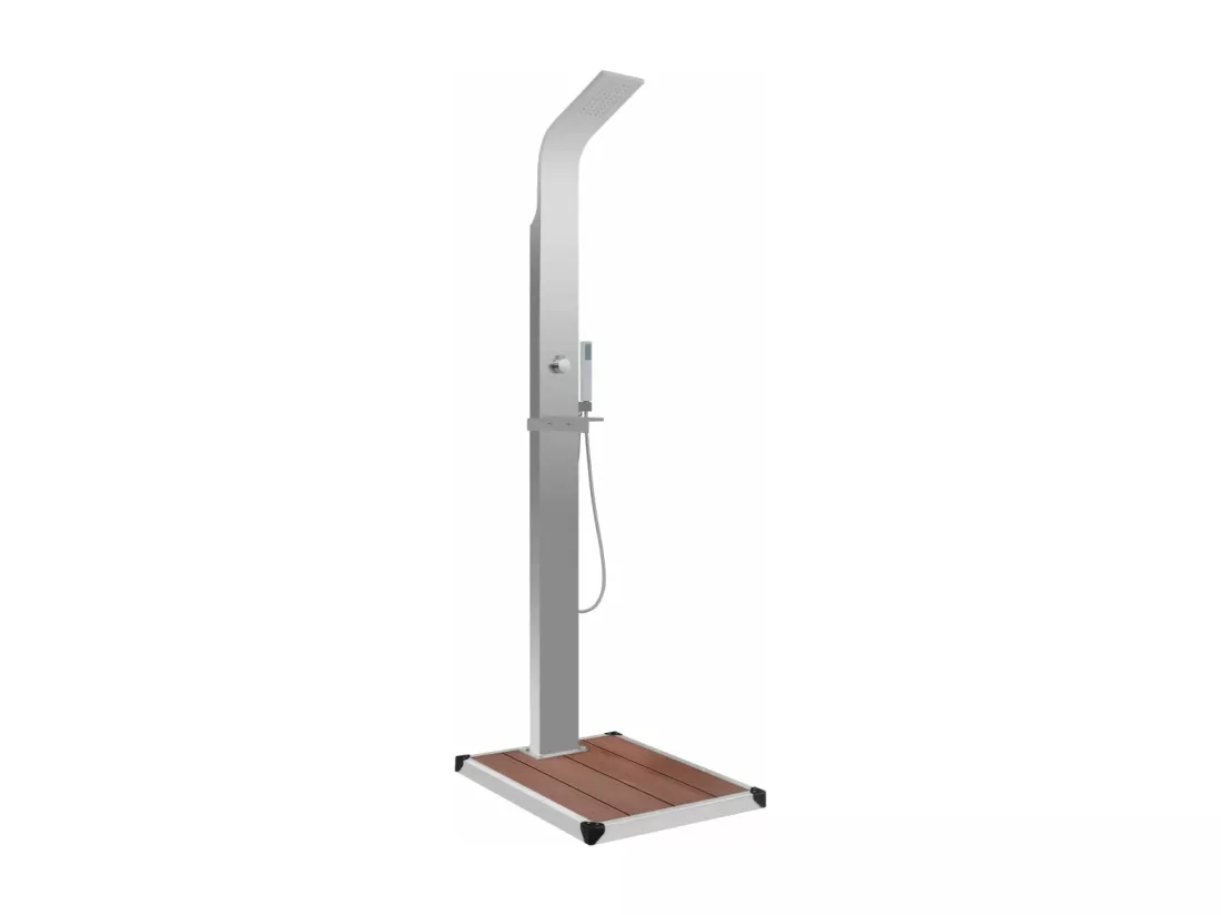 Prolenta Premium - Douche d'extérieur avec receveur de douche WPC Acier inoxydable