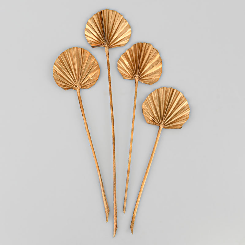 4 feuilles de palme rondes dorées