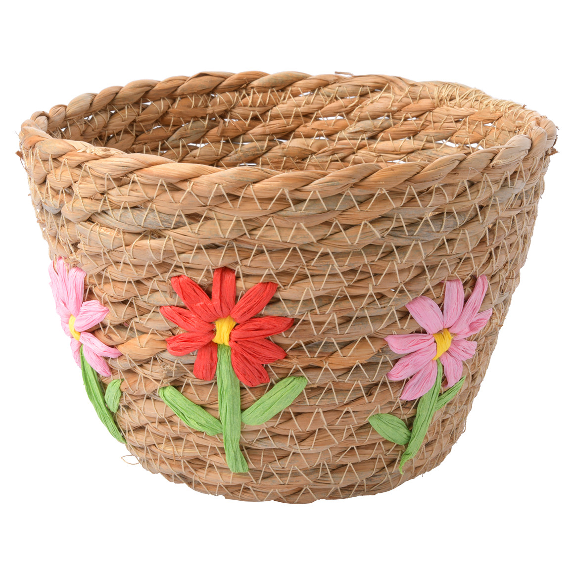 My Home Kleiner Deko-Korb mit Blumen-Motiv natur