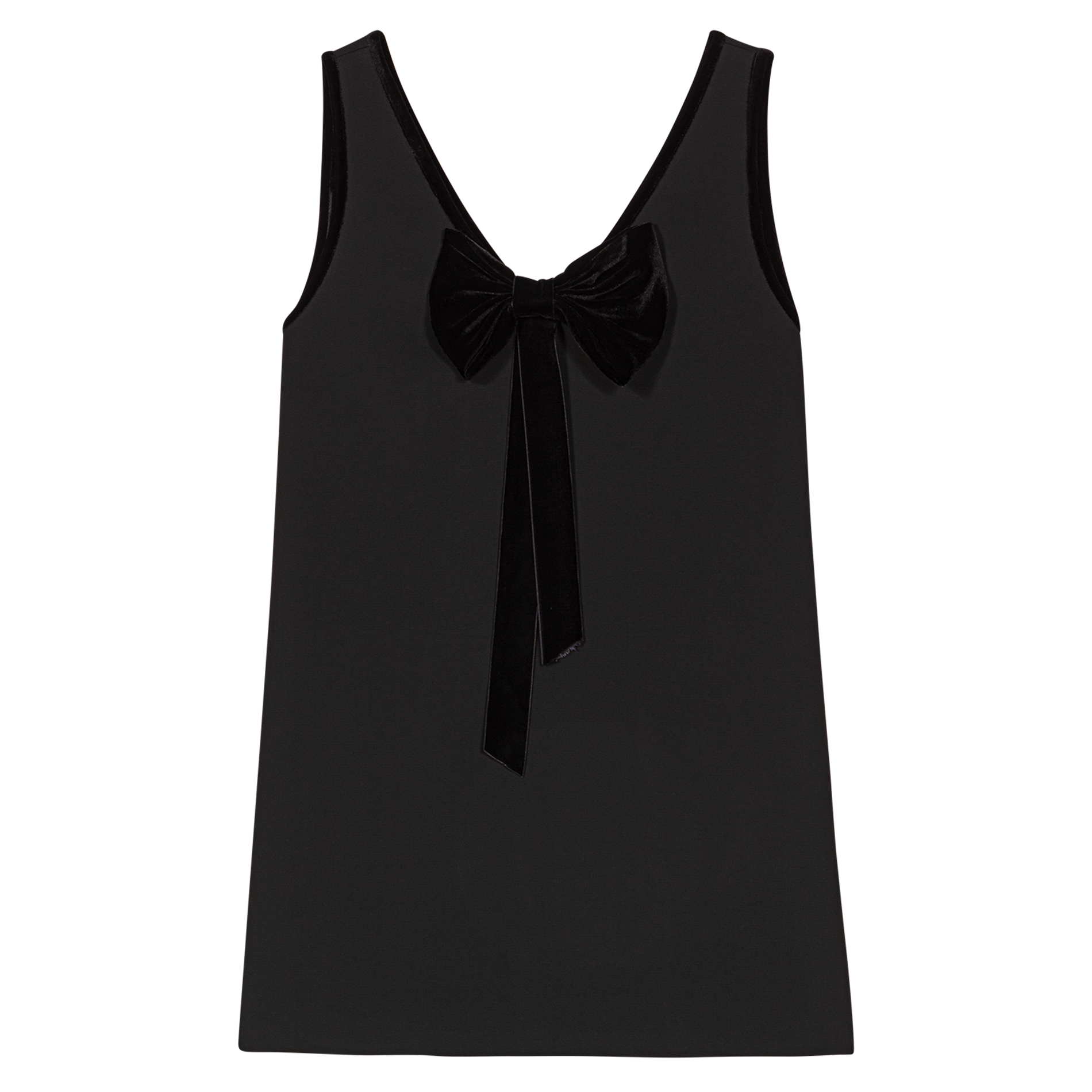Robe courte col V| Noir