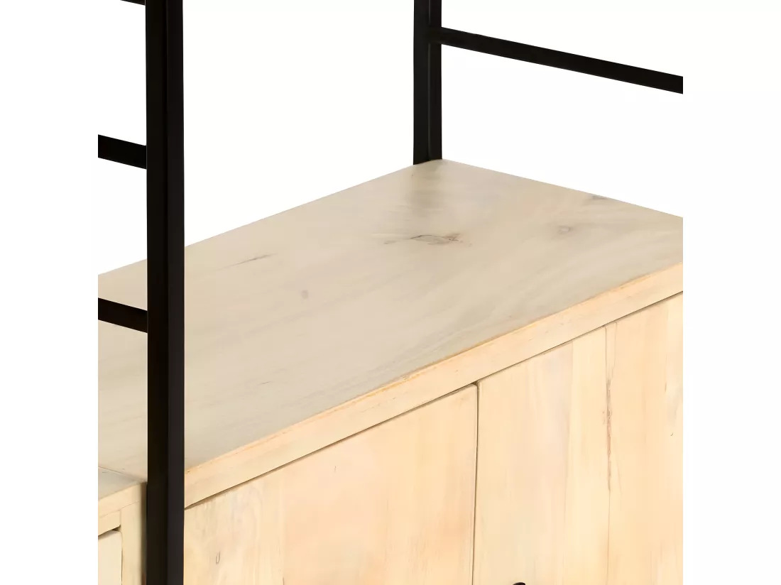 Bibliothèque à 4 niveaux 124x30x180 cm Bois de manguier massif